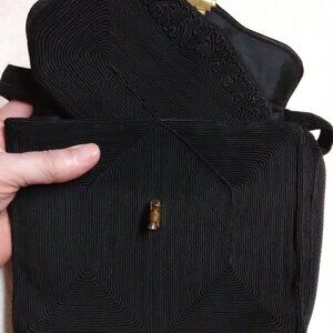 Vintage black corded gimp purse and matching wallet